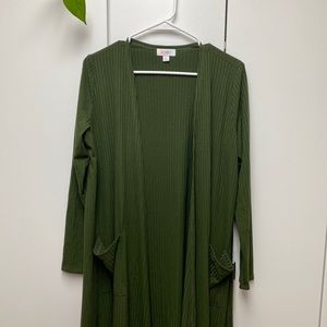 LuLaRoe Sarah duster cardigan, hunter green, sz M